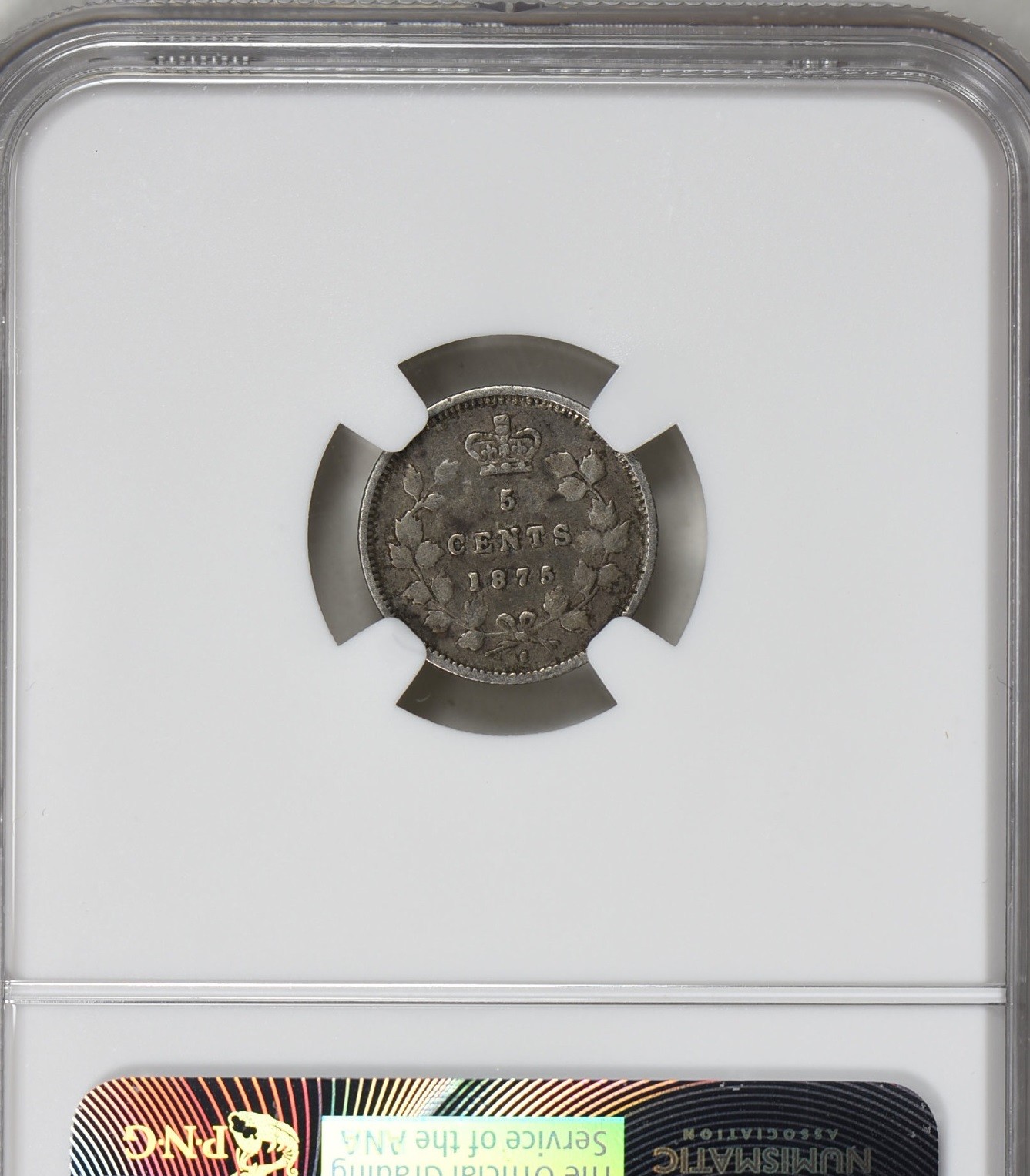 1875 H Canada Silver 5 Cents Small Date NGC F-12
