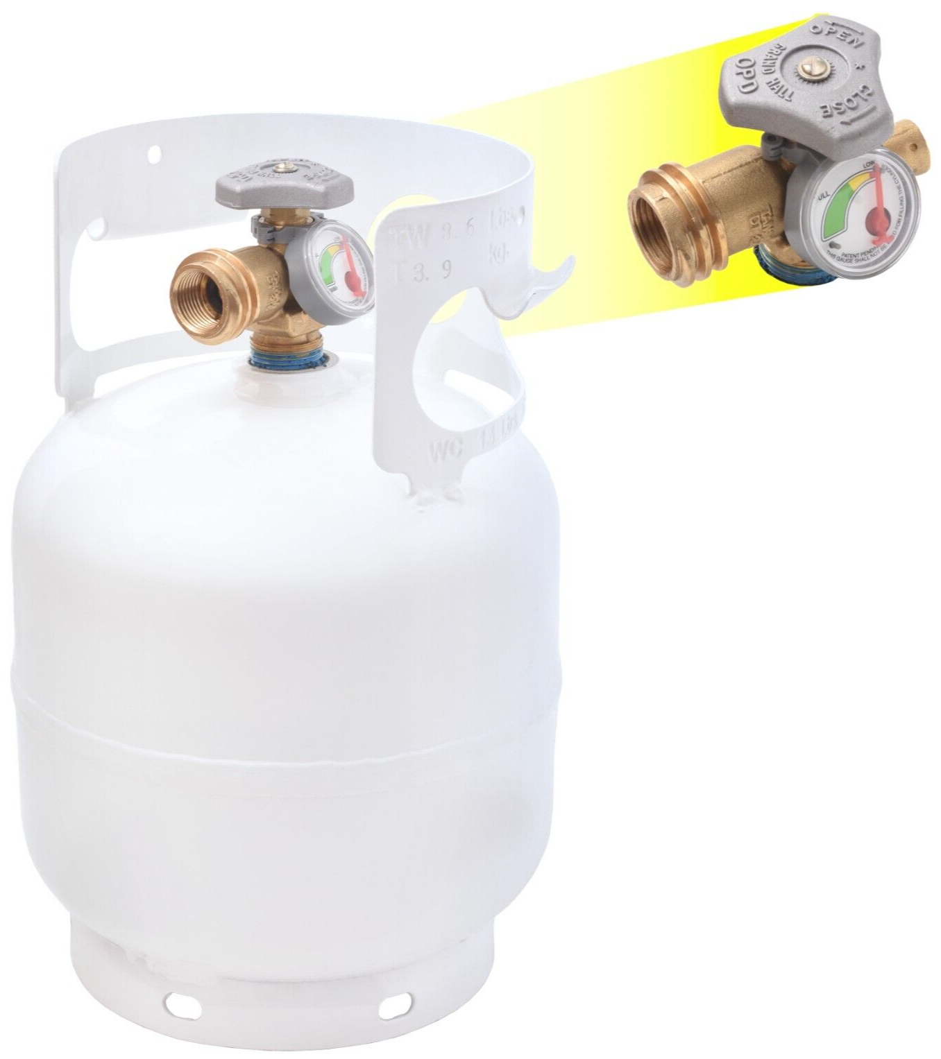 5 lb Refillable Steel Propane  Cylinder with OPD Valve & Built-in Site Gauge