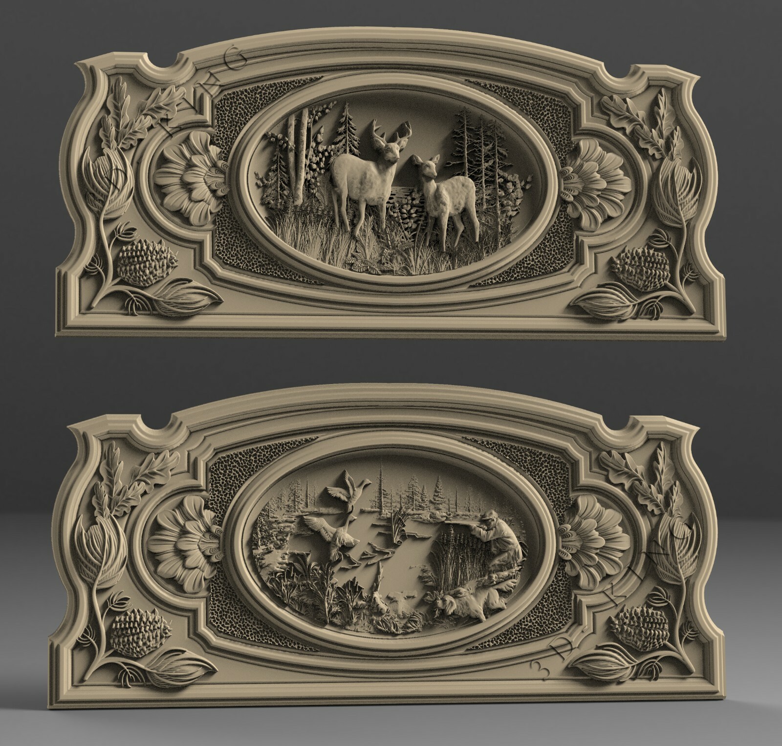 STL 3D Models # BACKGAMMON DEER HUNTING # for CNC 3D Printer Engraver Carving