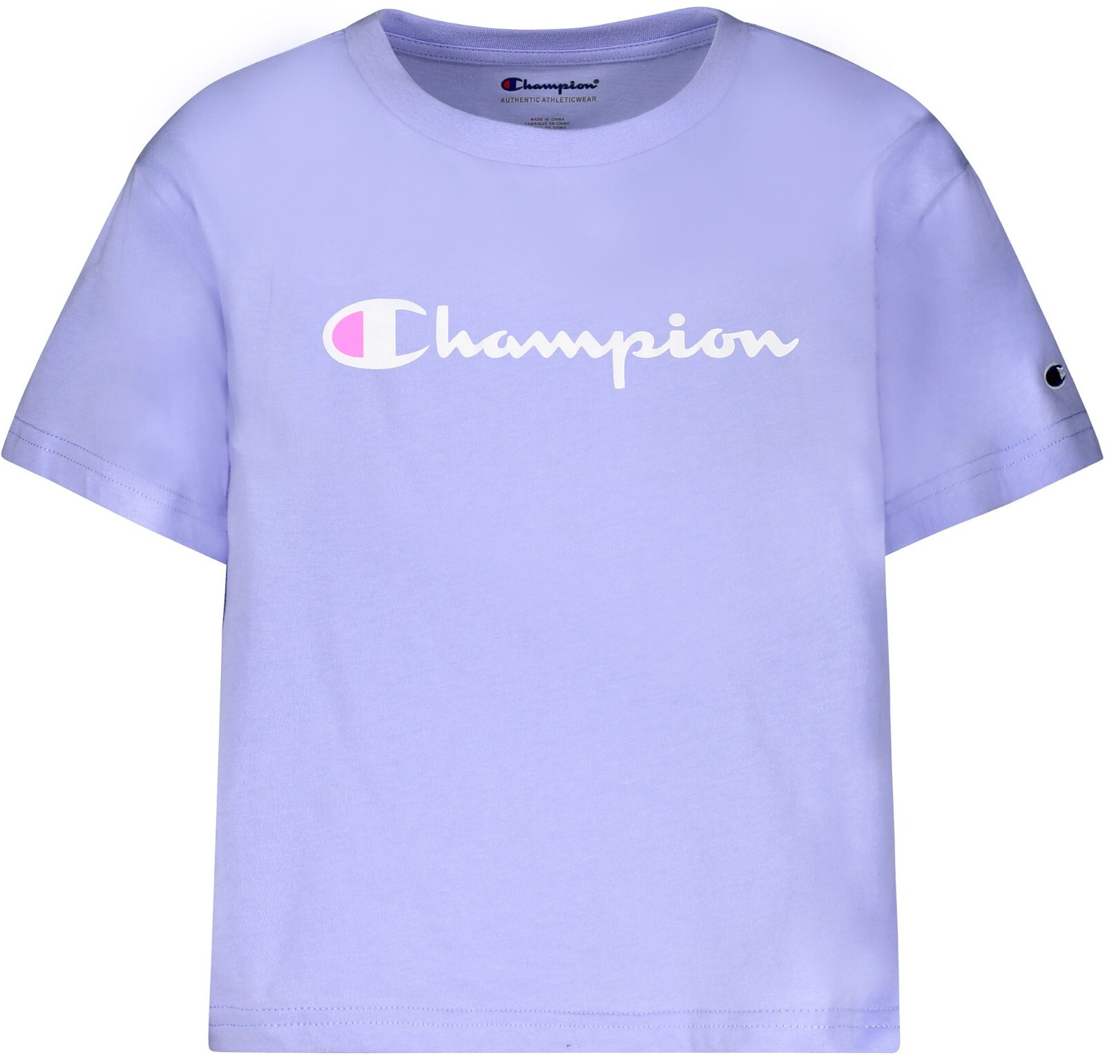 NWT Champion Girls' Solid Graphic T-Shirt Land Ice Purple