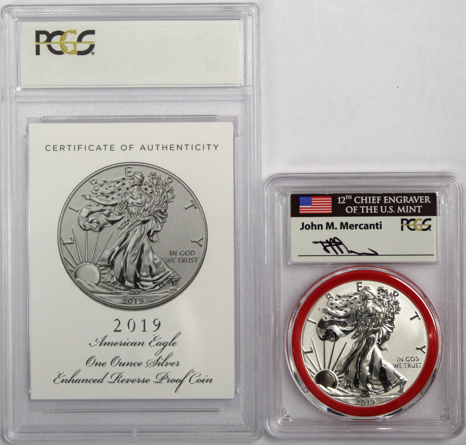 【新品】イーグル銀貨 Eagle 2019-W PCGS PR70 FDOI 2019 S $1 Enhanced Reverse Proof Silver Eagle PCGS PR70 FDOI