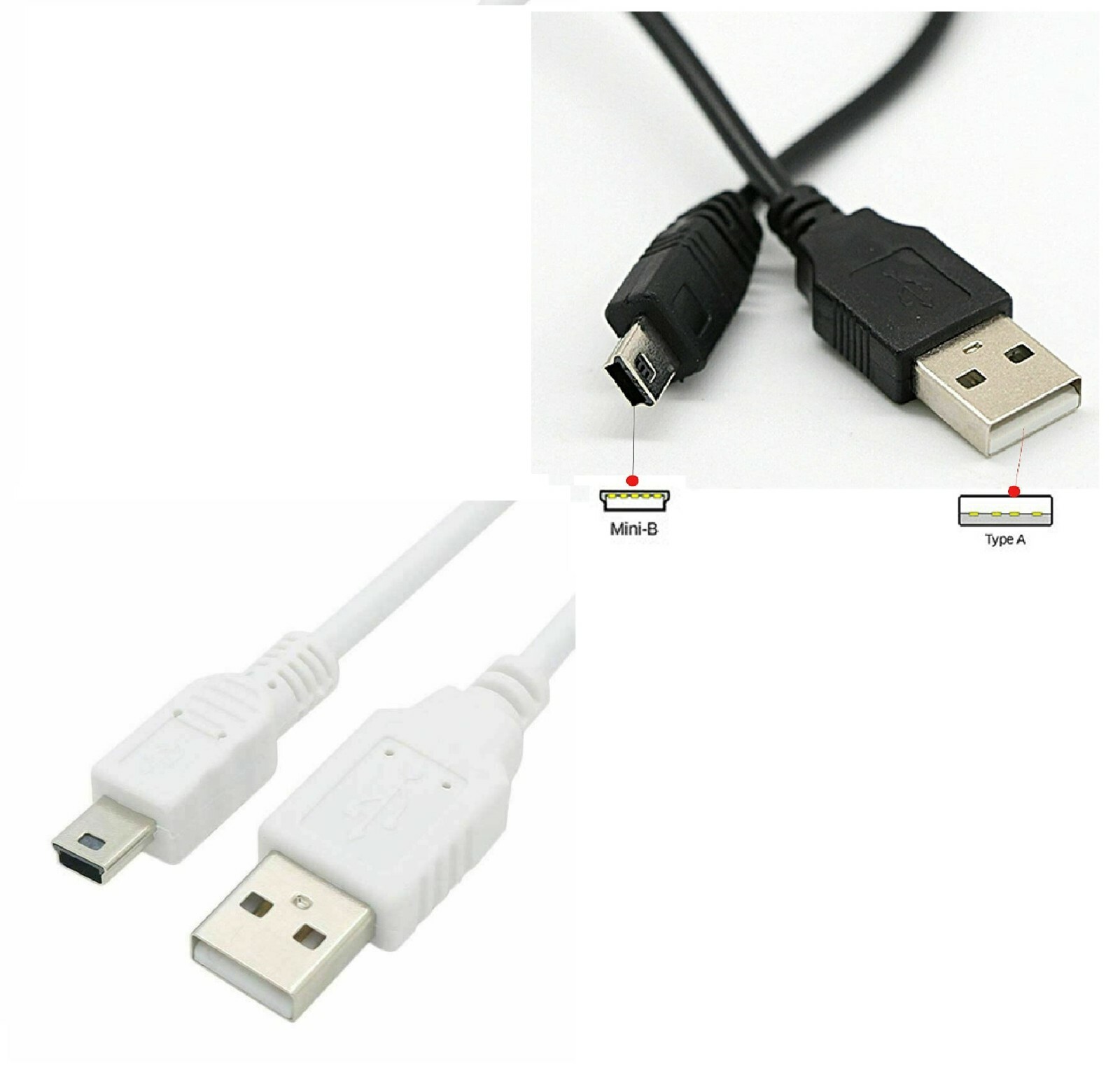 NUDE CABLE TYPE-B 5m S-L ① 0.5m,1m,2m,3m,5mMini USB Cable Type B 5 Pin Fast Data Sync