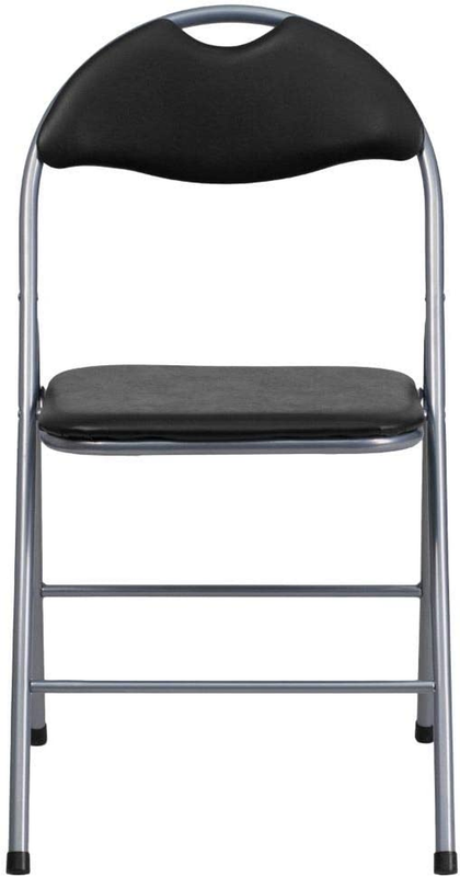 4 Pack HERCULES Series Black Vinyl Metal Folding Chair with Carrying Handle
