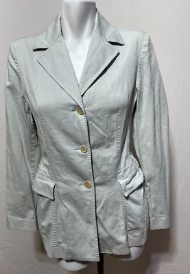 Sisley Women Lt Mint Blazer Italy Cotton Size 44 Medium