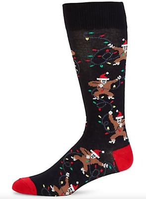 Davco Christmas Socks Monkey Black Red Holiday Patterned Stocking Stuffers