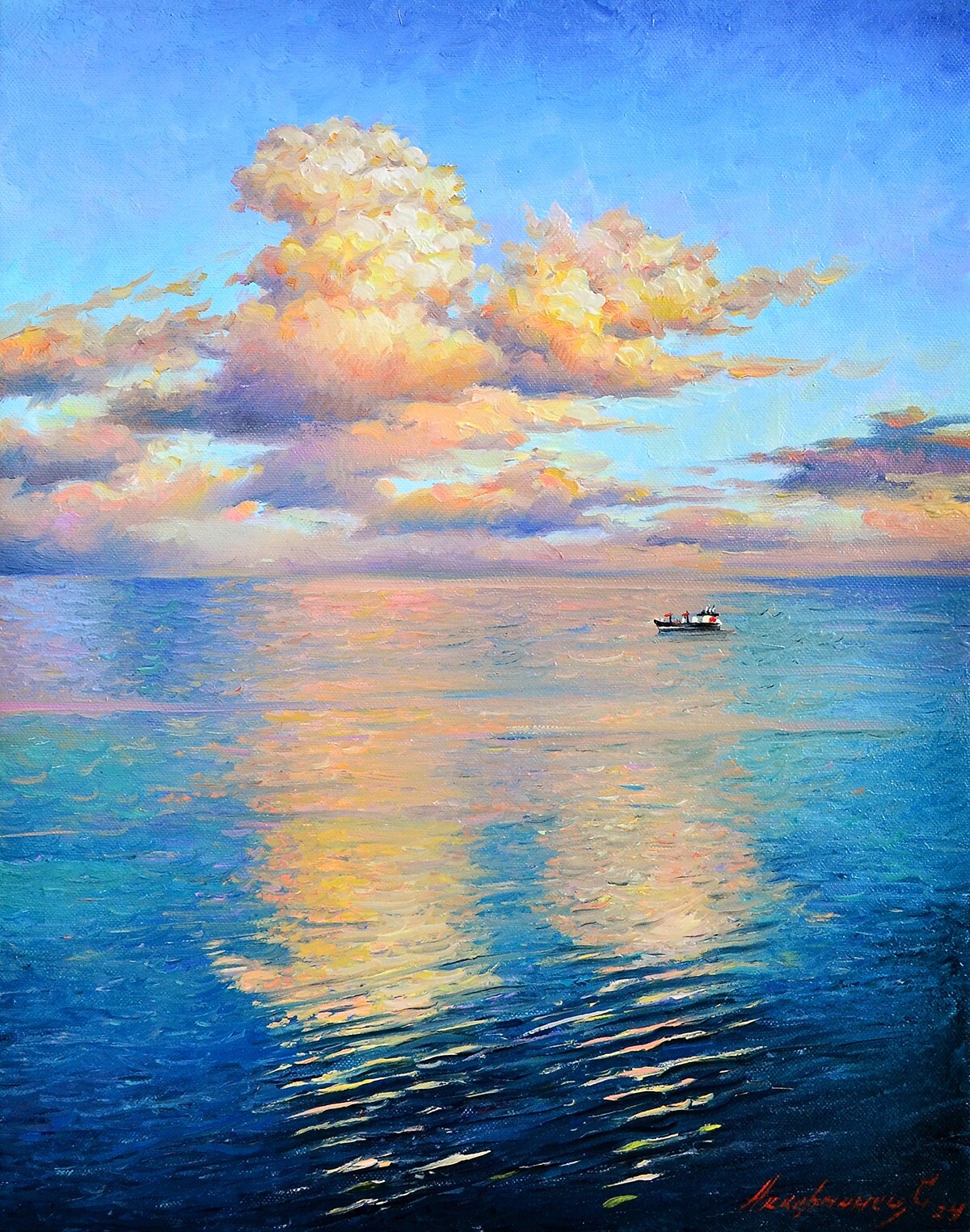 油彩画「Осеннее раздумье」 1946年 Kazonn O.A. 油彩画「Осеннее раздумье」 1946年 Kazonn O.A.