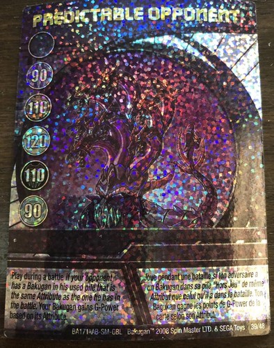 Bakugan Card PREDICTABLE OPPONENT 2008 RARE 39/48 Spin Master HOLOGRAPHIC