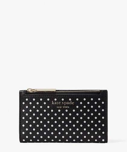 NWT Kate Spade Spencer Metallic Dot Small Slim Bifold Wallet