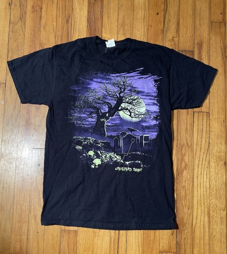 Vintage Halloween Graveyard Shift T-Shirt Black Purple Full