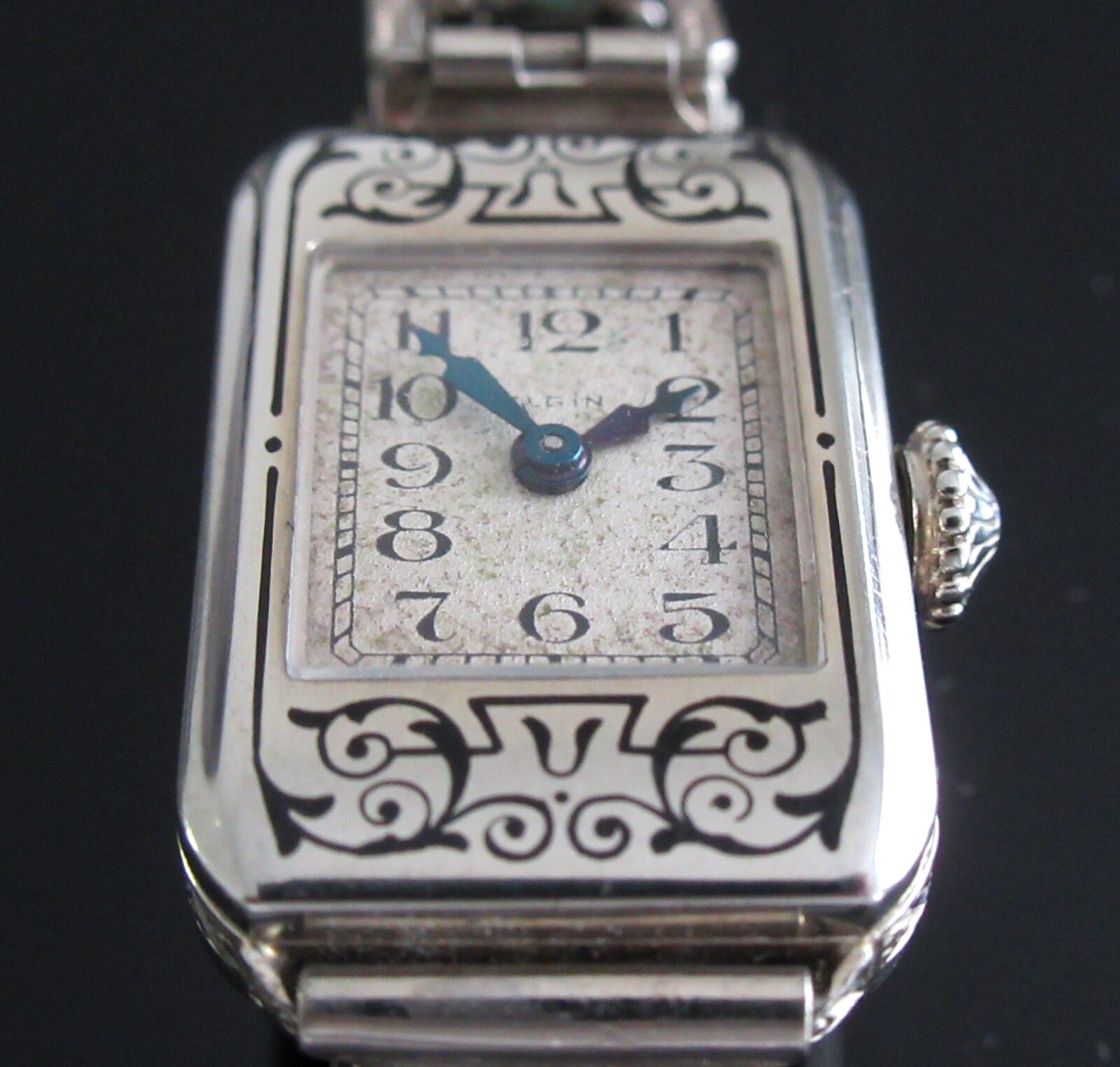 Antique Elgin 14k White Gold Art Deco Wrist Watch Vintage Link Bracelet 585 WG Antique Elgin 14k White Gold Art Deco Wrist Watch Vintage Link Bracelet 585 WG