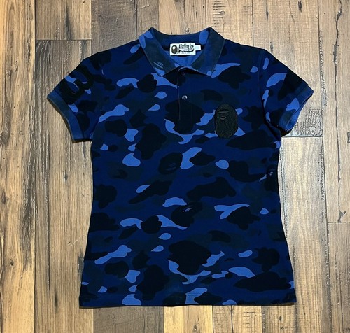 トップス A BATHING APE 1st BLUE CAMO POLO SHIRT A Bathing Ape Camo Bape Logo Polo Shirt Small Blue | eBay