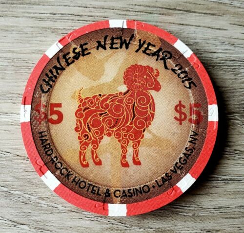 $5 Las Vegas Hard Rock Year of the Sheep 2015 Casino Chip - Uncirculated