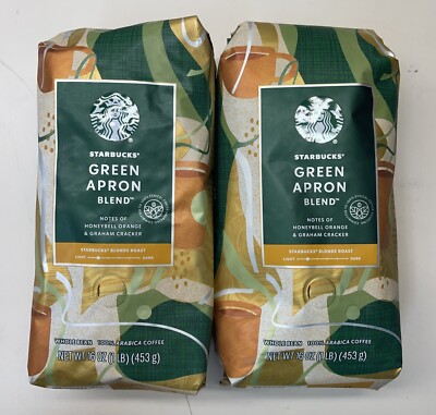 LOT of 2 Starbucks Green Apron Blend Blonde Roast Whole Bean 10/24