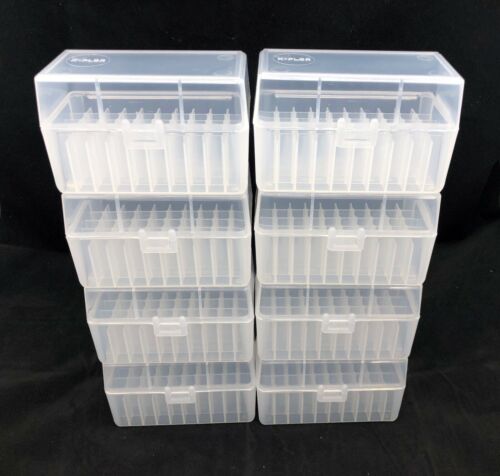 Plastic Ammo Box (Lot of 8) 50 Round, 223 / 5.56, Made in USA, Reloading, SR-50