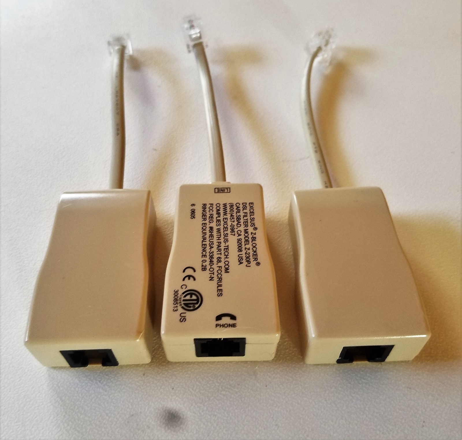 DSL INLINE FILTER 2 WIRE EXCELSUS Z-BLOCKER Z-230PJ--LOT OF 3--EXCELLENT COND