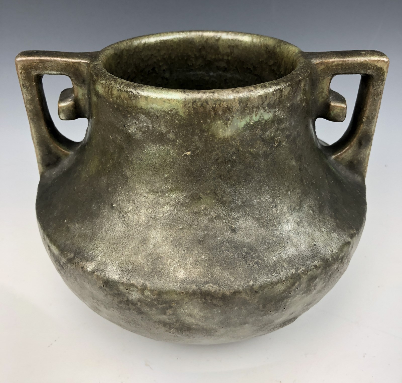 FULPER POTTERY Handled Vase #452 (c1916-1922) Matte Green Glaze Arts & Crafts