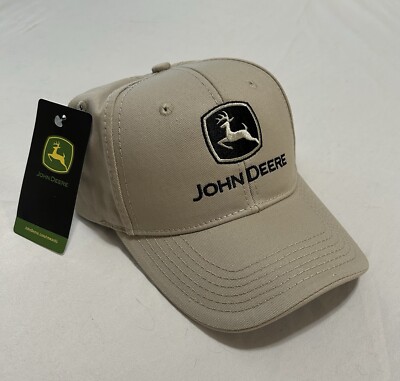 John Deere Men s Khaki and Black Embroidered Logo Ball Cap
