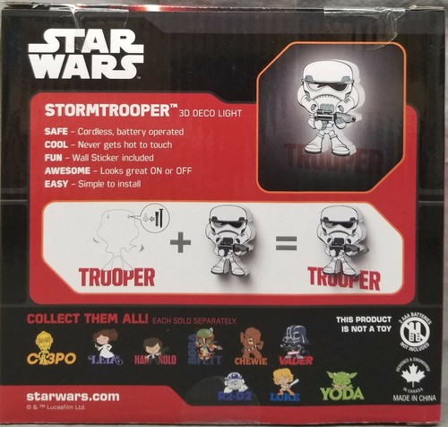 Disney Star Wars Stormtrooper 3D FX Deco Mini Wall Home LED Night Light - NEW