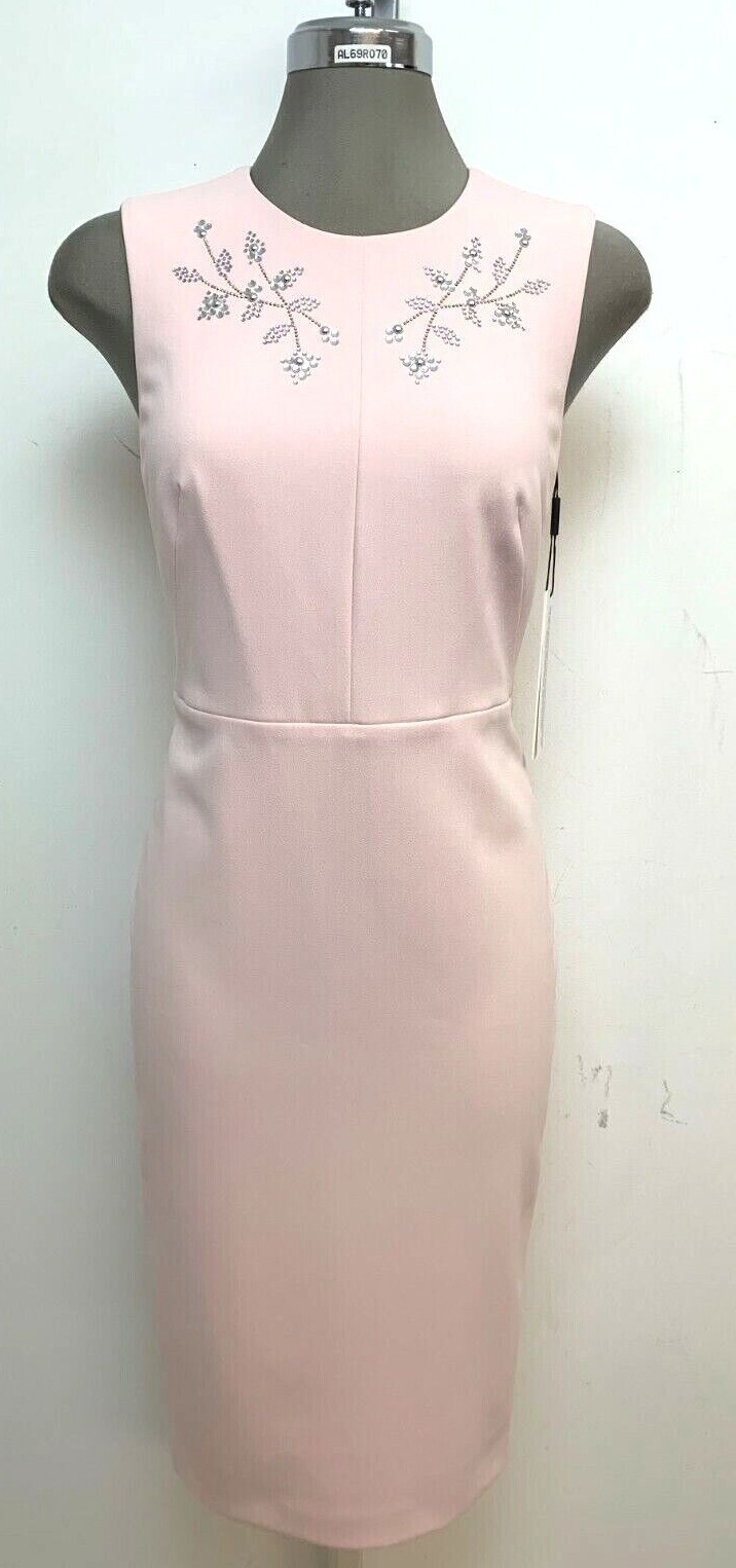 

Calvin Klein NWT Элегантное розовое платье-футляр миди с украшением, размер, Розовый