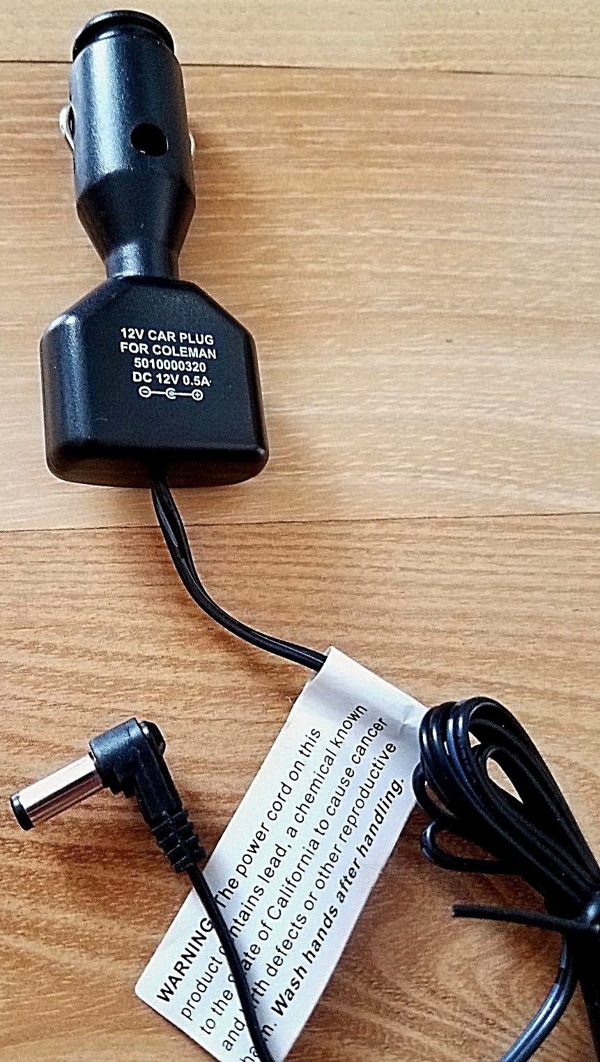 Coleman Car Plug Charging Power Adapter For Lanterns, Spotlights, Cooler, Etc