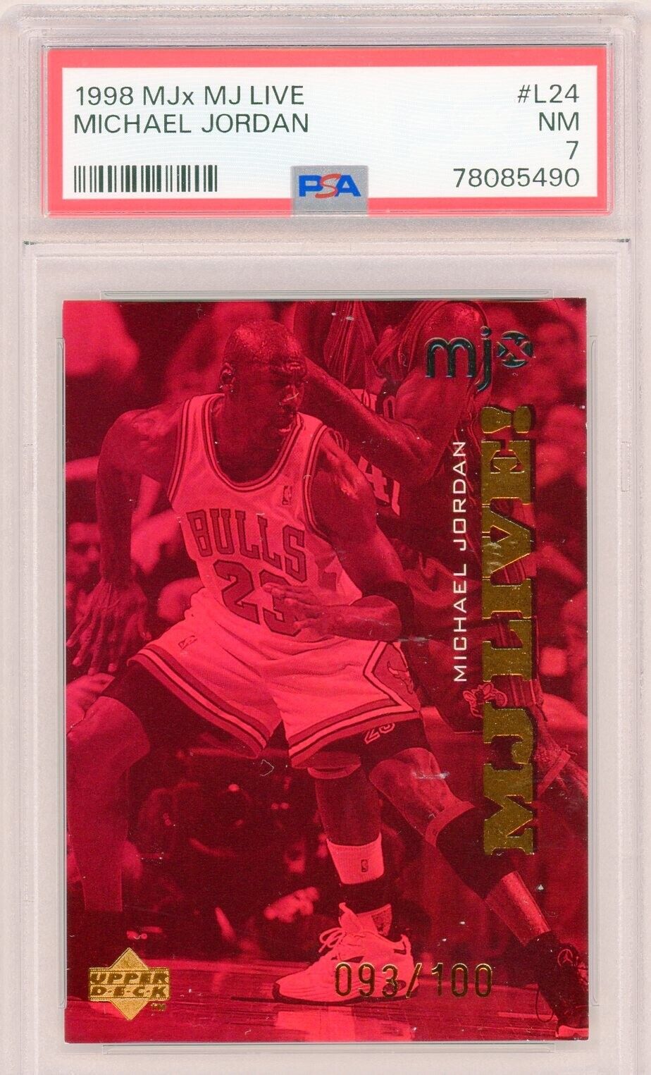 MICHAEL JORDAN 1998-99 UPPER DECK MJX LIVE /100 #24 PSA 7 NM MICHAEL JORDAN 1998-99 UPPER DECK MJX LIVE /100 #24 PSA 7 NM