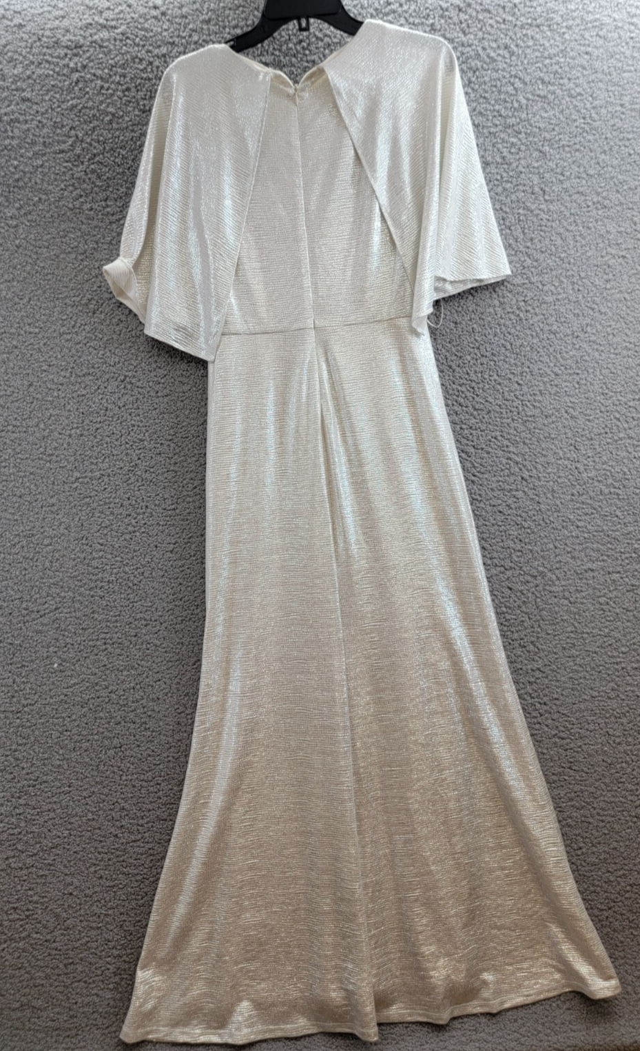 Lauren Ralph Lauren Twist-Front Cape-Overlay Gown Women's 8 Winter Cream V-Neck - Picture 10 of 18