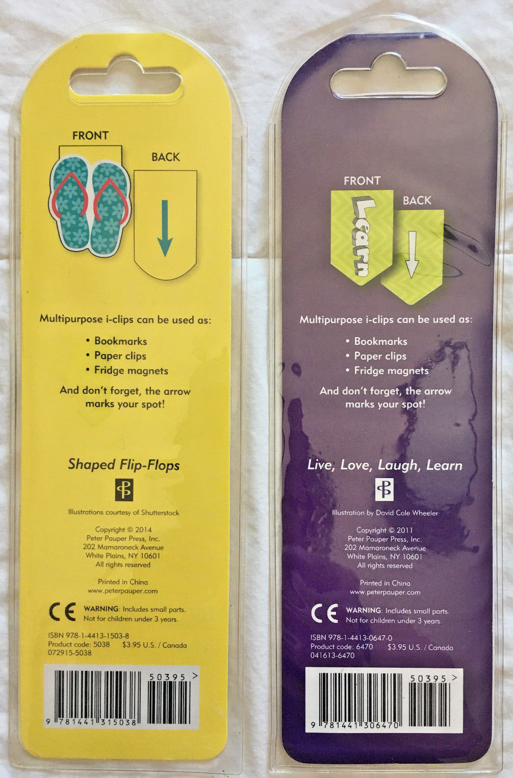 i-Clips Magnetic Page Markers Book Home Office Flip Flops Live Love Laugh Learn