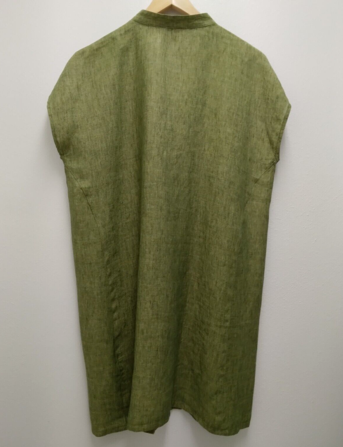 Pre-owned Eileen Fisher Size 2x Coriander Green Organic Linen Delave Dress