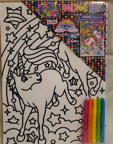 NWT 2 Lisa Frank Velvet Art Coloring Pages, Unicorns, Puppy N Kitten W/Markers