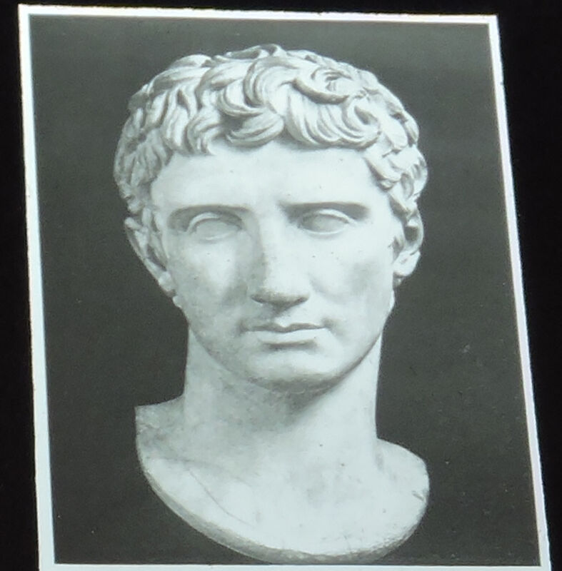 Photo On Glass, Vint Art Head Of Augustus From Ariccia