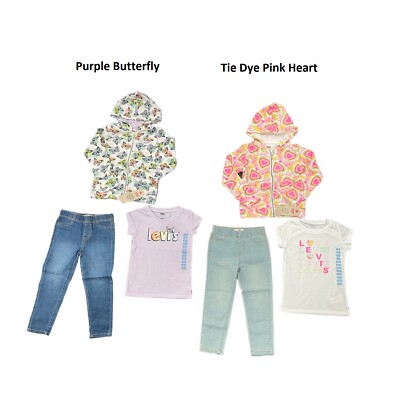 

Levis Girls 3 Piece Zip Jacket, футболка с рисунком и джинсовая одежда