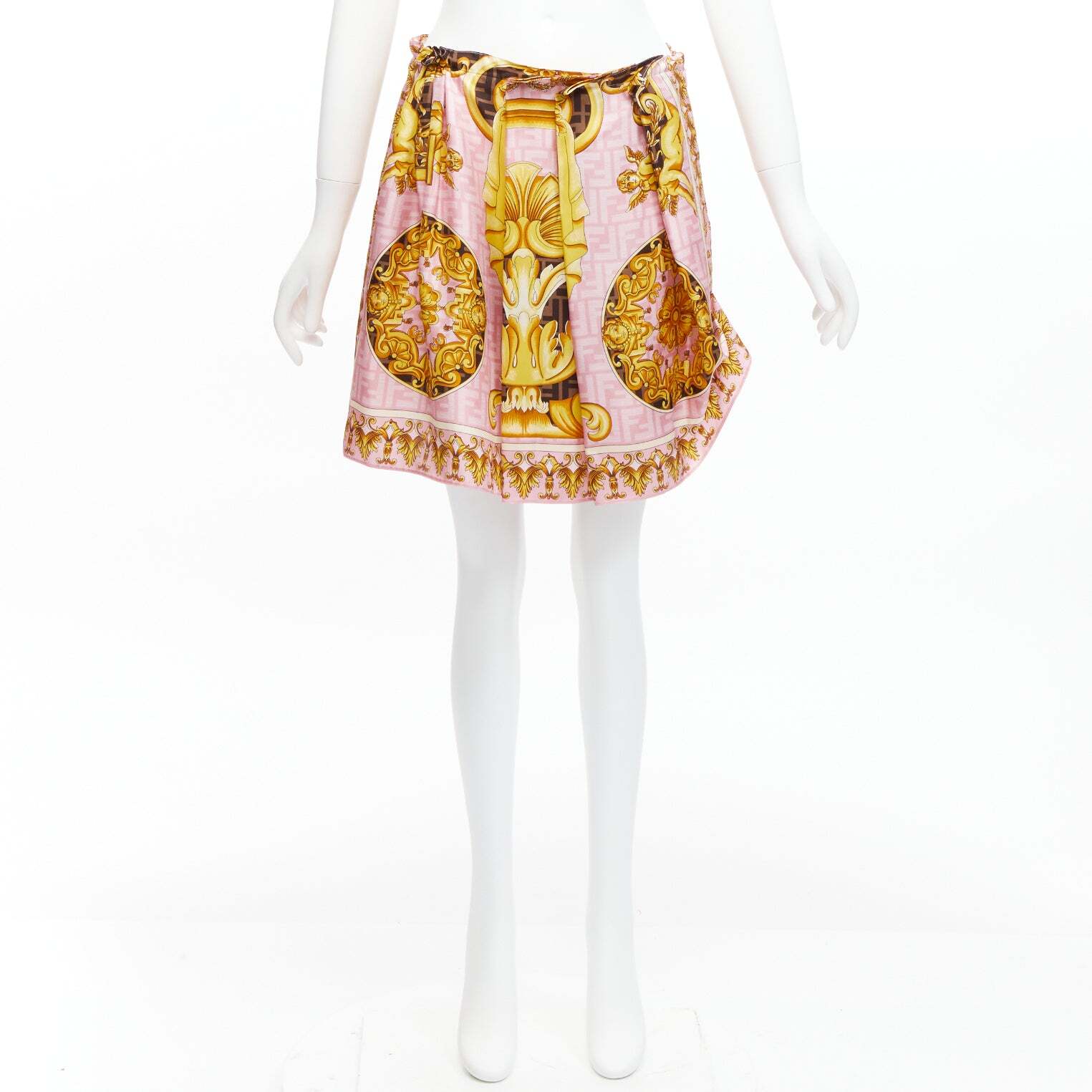 FENDACE FENDI VERSACE 2022 Runway pink gold baroque Zucca