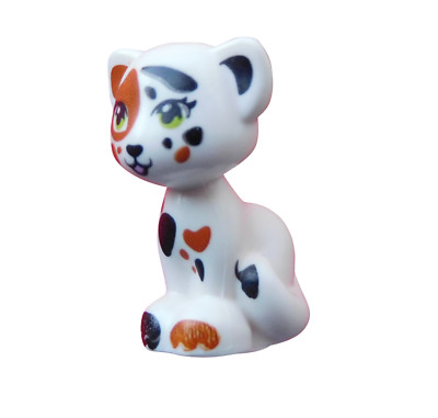Lego Katze in weiss mit Flecken sitzend Neu 11602pb06 Friends Haustier Kätzchen