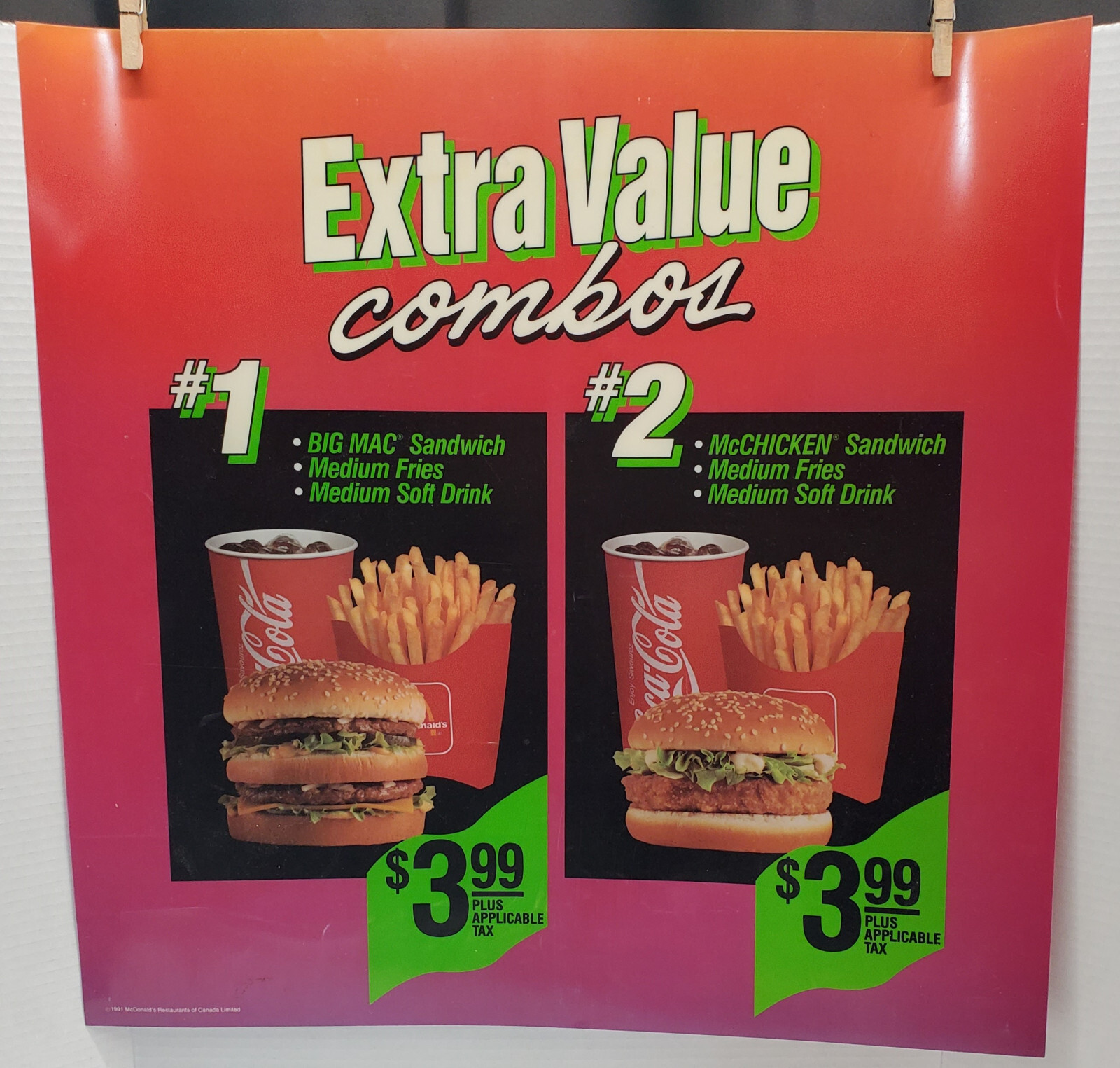 McDonalds Vintage Translite Advertising Big Mac Combo Meal