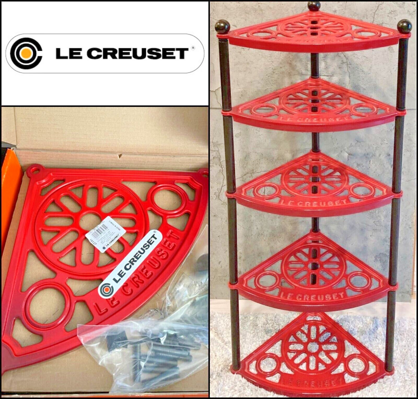 Le Creuset 5 tier pot stand Cherry Red Cast Iron Enamel New