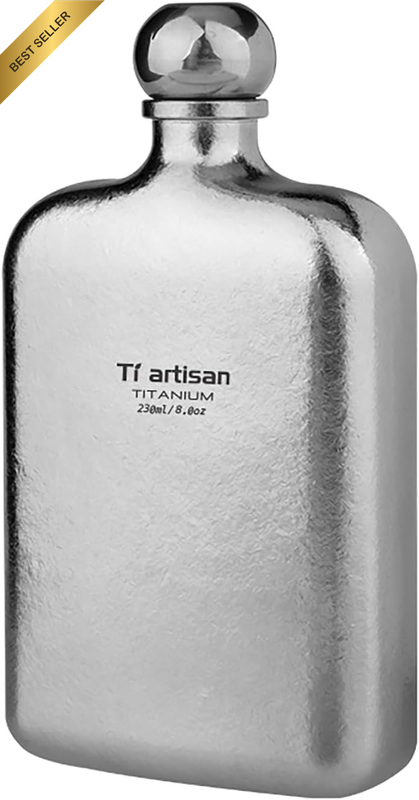 Titanium Wine Flask, 7.8oz, Ultralight for Camping, Hiking & Climbing, Silvery