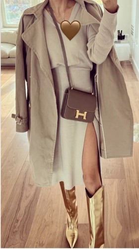 Zara Golden Metallic Leather Kitten Heel Knee High Boots UK4