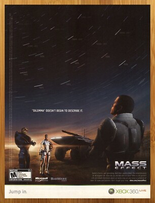 2007 Mass Effect Xbox 360 Vintage Print Ad/Poster Authentic Video Game Promo Art
