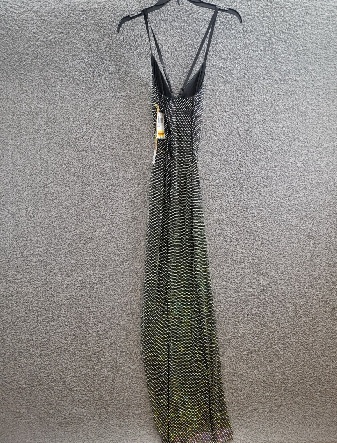 Say Yes to the Prom Embellished Sleeveless Strappy Gown Juniors' 1 Black Slit - Picture 9 of 15