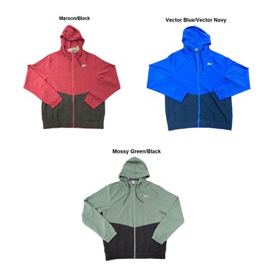 Мужская тренировочная тканая куртка Reebok с застежкой-молнией Color Block и регулируемым капюшоном на шнурке