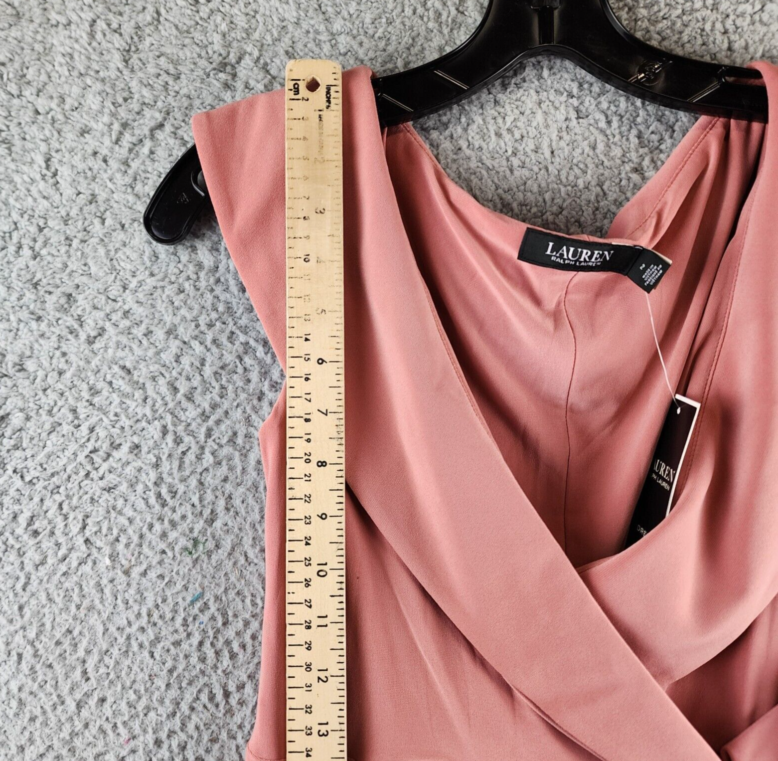 Lauren Ralph Jersey Off The Shoulder Gown Women Pink Mahogany V-neck - Picture 13 of 19