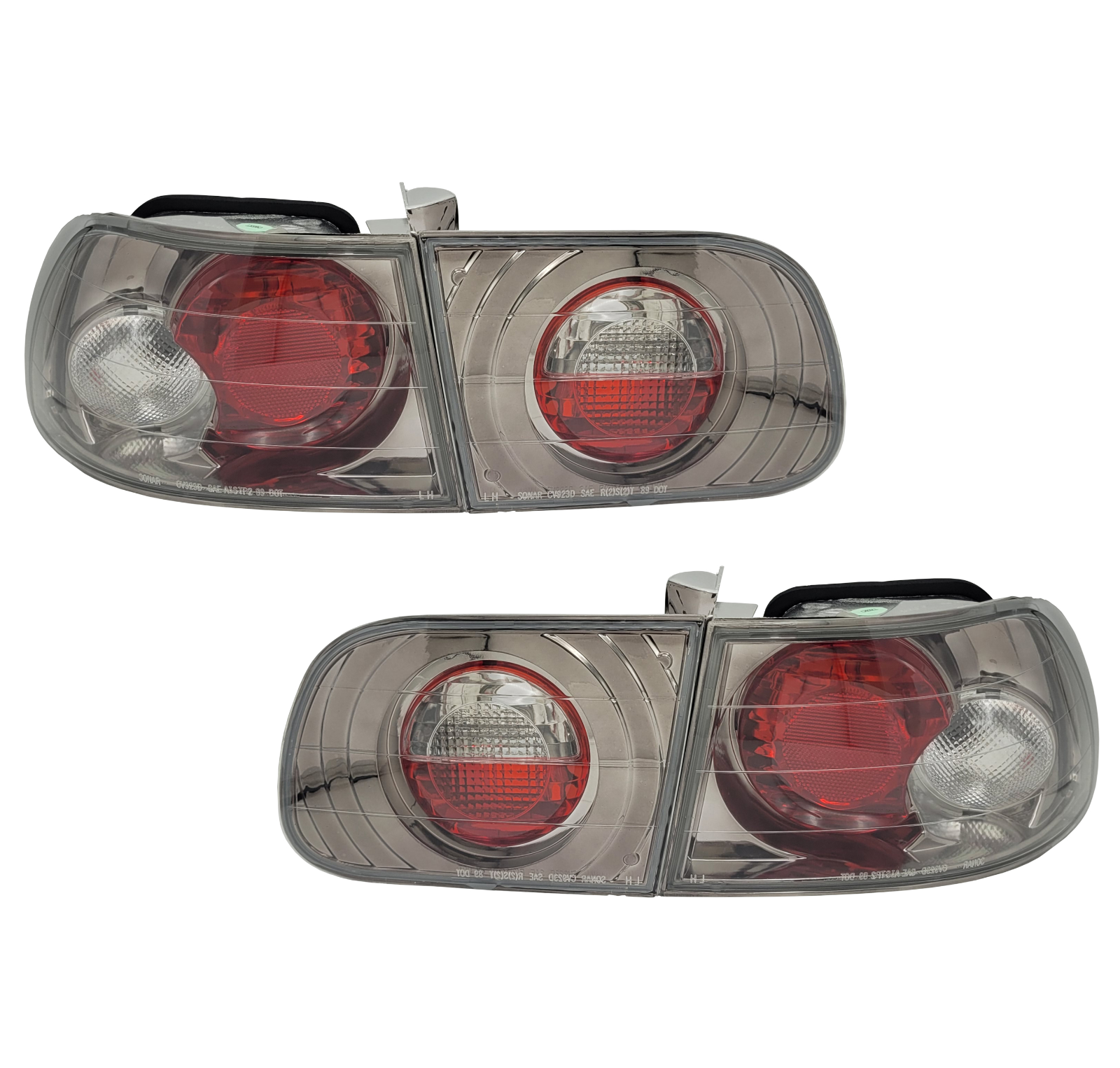 For 92-95 Honda Civic Hatchback 3Dr Brake Lamps Gunmetal