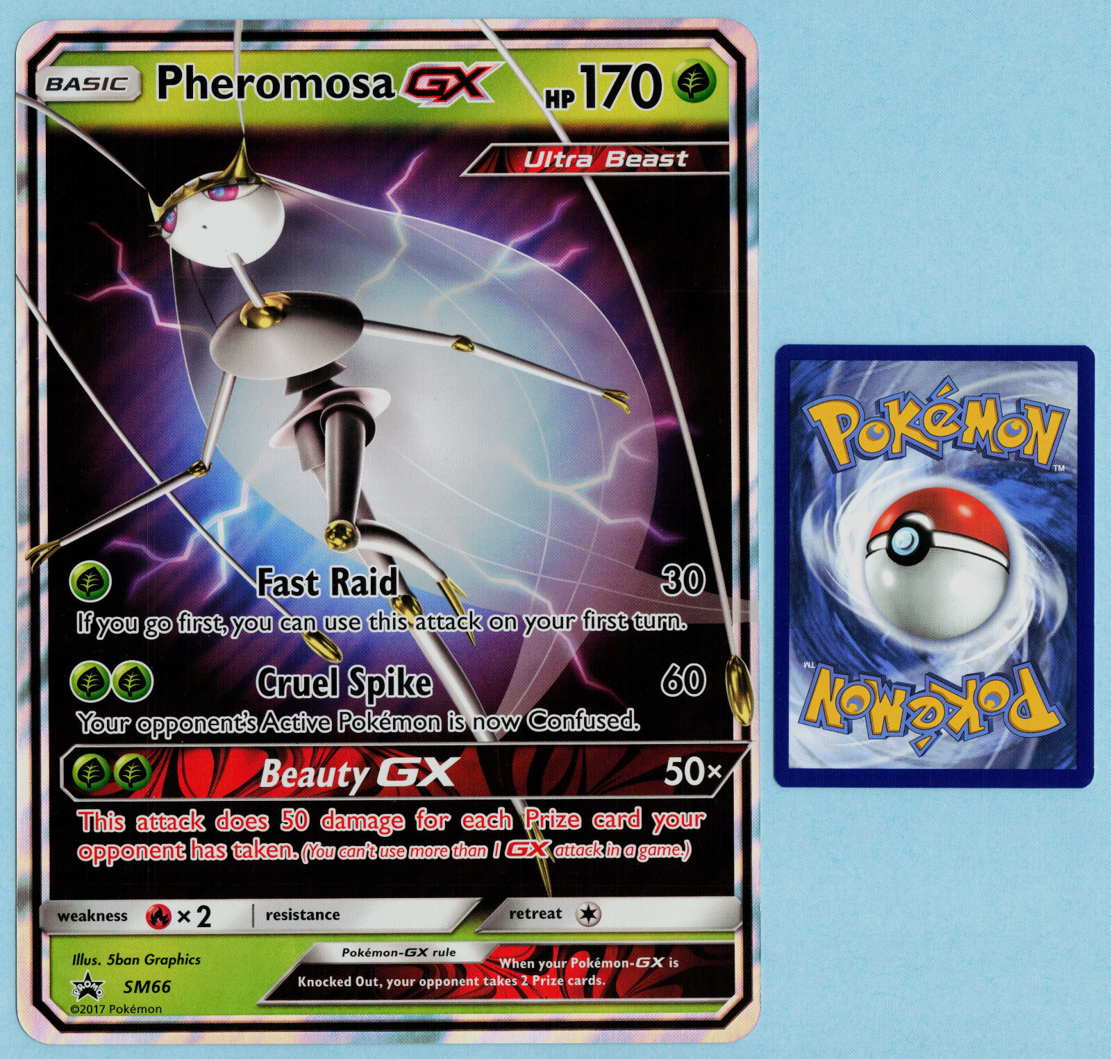 Pokemon JUMBO Pheromosa GX SM66 Holo Rare Promo Card Pokemon JUMBO Pheromosa GX SM66 Holo Rare Promo Card