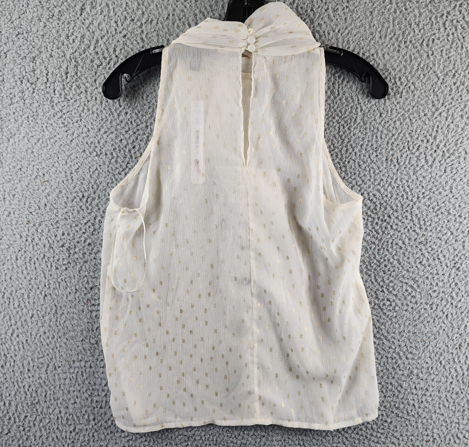 AQUA Foil Print Sleeveless Top Women's S Pale Pink/Gold Back Button Closure - Picture 10 of 12