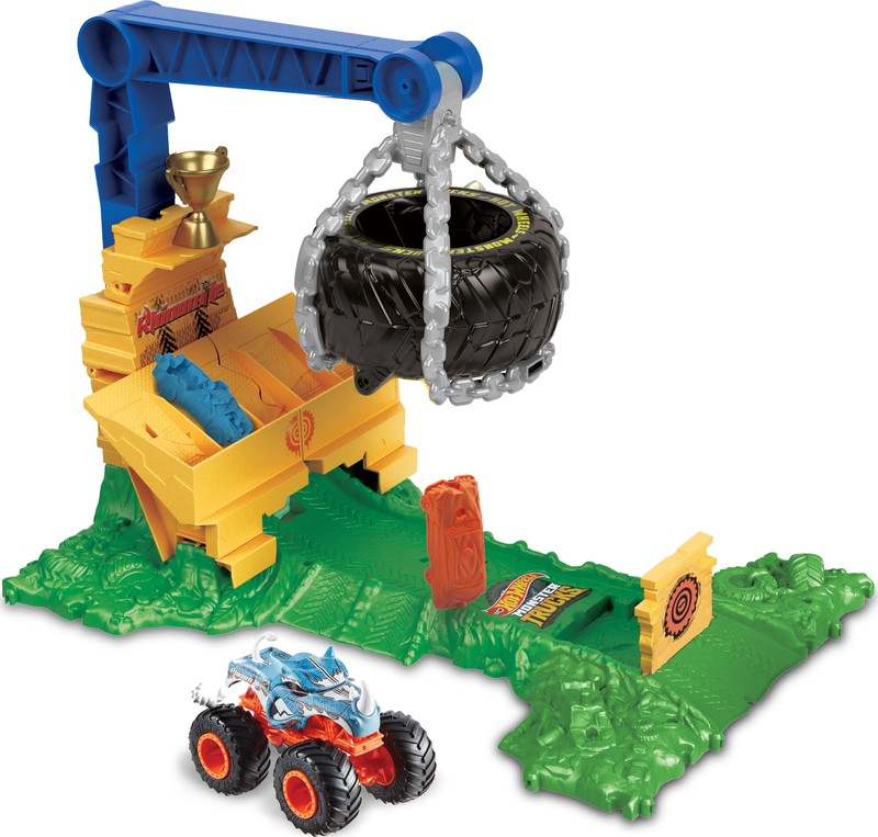 Monster Trucks Rhinomite Charging Challenge Playset with Truck and Cars