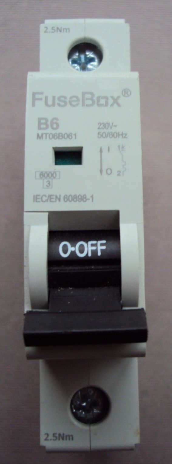 maymaybe FuseBox MT06B061 B6 6A TYPE B SP MCB CP 6000 IEC/EN 60898-1