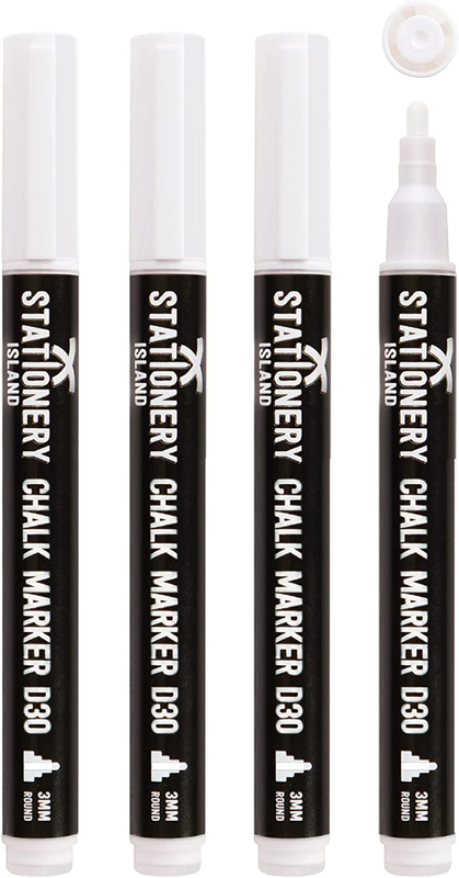 4 PACK White Chalk Markers Fine Tip Labels Dry Erase Blackboard Chalkboard NEW