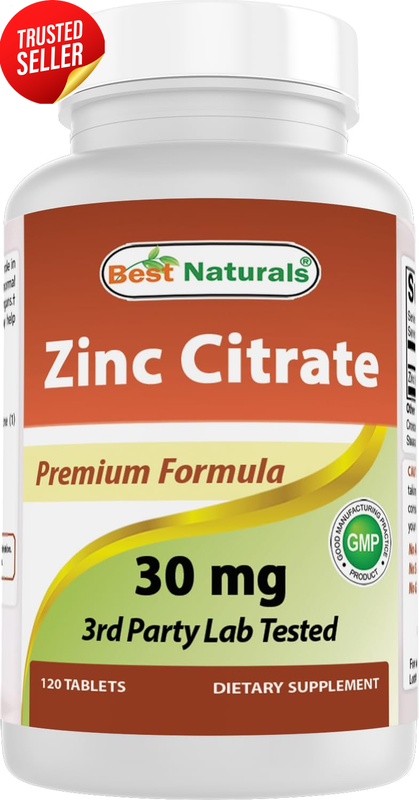 Zinc Citrate 30mg Immune Support 120 Tablets Supplement