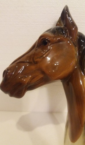 Vtg Marutomoware Ceramic Brown Horse Head Wall Pocket Hand Painted Japan Rare