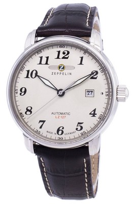 Pre-owned Zeppelin Lz 127 Graf Beige Dial Luminous Hands Automatic 76565 50m Mens Watch
